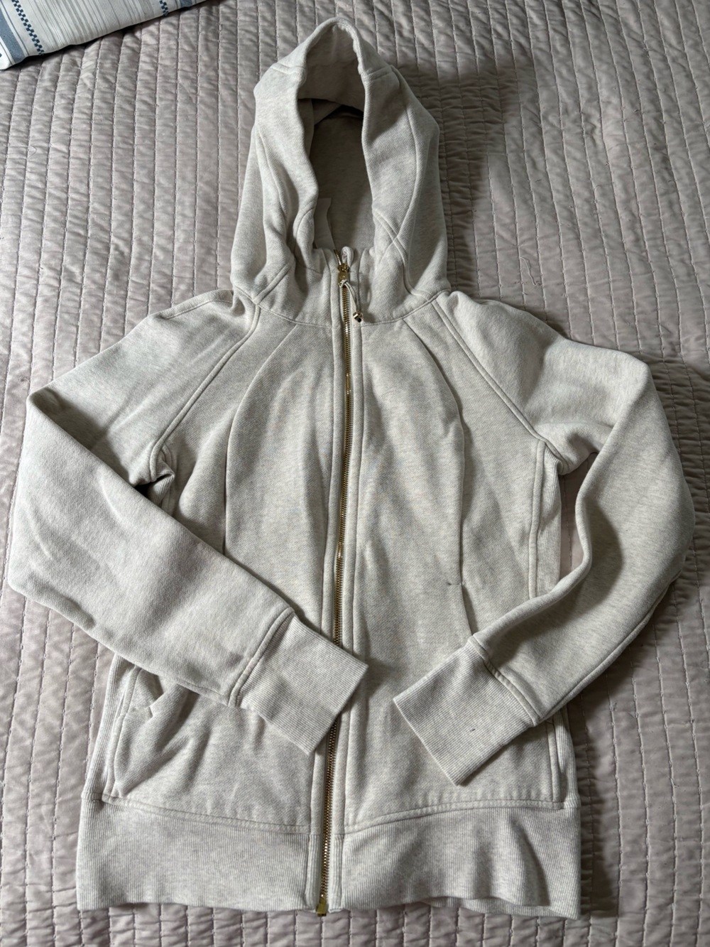 lululemon scuba full zip Cream Hoodie with Gold Hardware